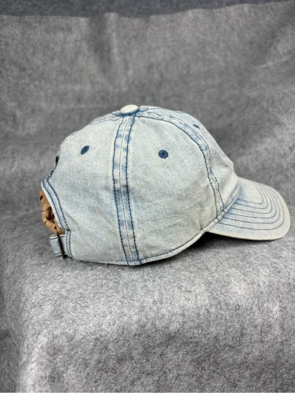 Adidas Originals Acid Wash Denim Trefoil Strapback Hat OSFM